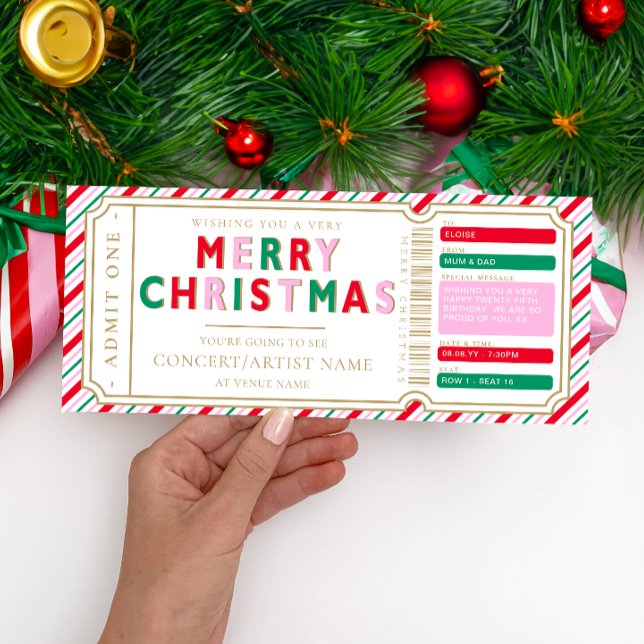 Christmas Stripe Concert Ticket Gift Voucher Card (Creator Uploaded)