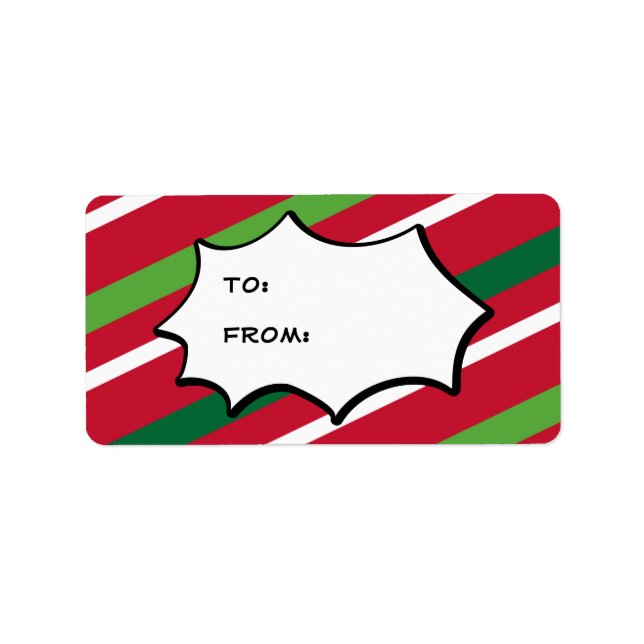 Christmas Stripe Gift Label (Front)