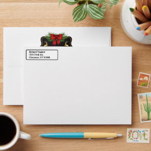 Christmas Stripe Interior Custom Return Address Envelope