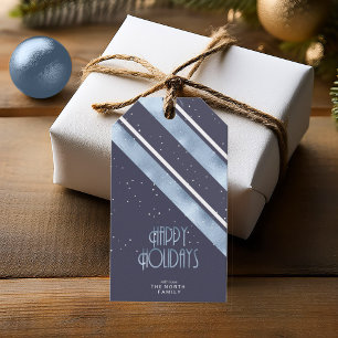 Christmas Stripe Pattern Blue ID862 Gift Tags