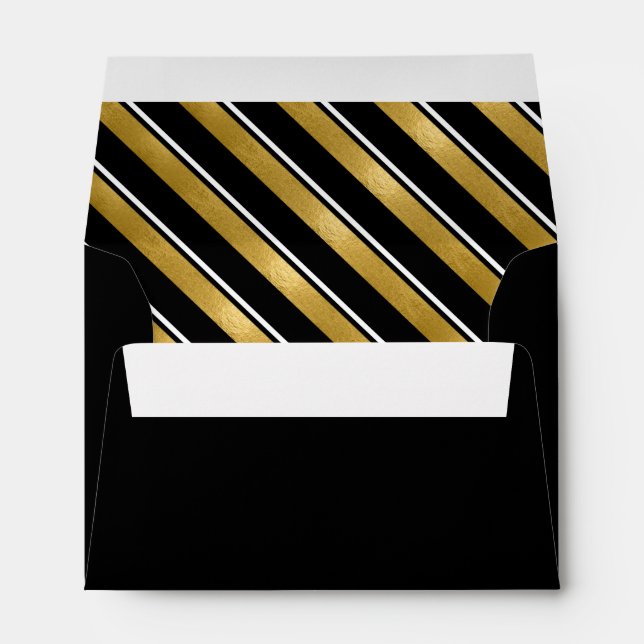 Christmas Stripe Pattern Gold ID862 Envelope (Back (Bottom))