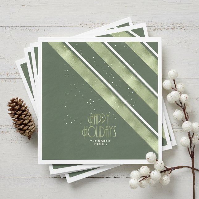 Christmas Stripe Pattern Green/White ID861 Napkin (Creator Uploaded)