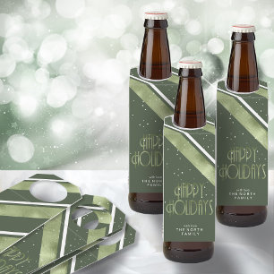 Christmas Stripe Pattern Green/White ID862 Bottle Tag