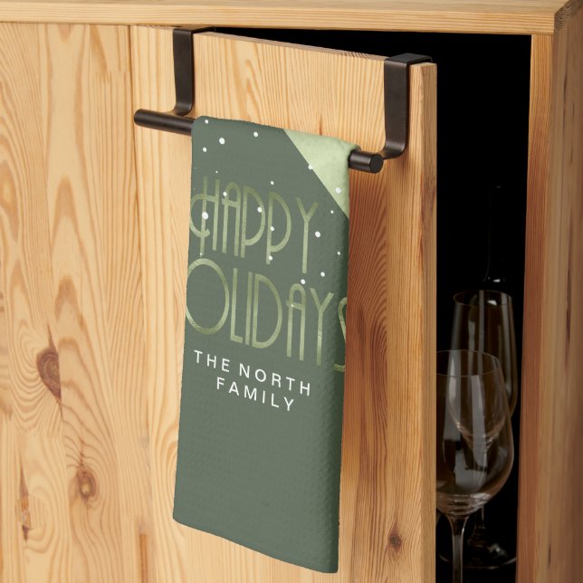 Christmas Stripe Pattern Green/White ID862 Kitchen Towel (Thirds Fold)