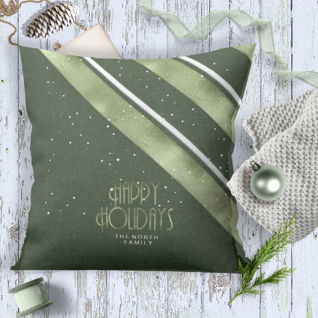Christmas Stripe Pattern Green/White ID862 Throw Pillow (Creator Uploaded)
