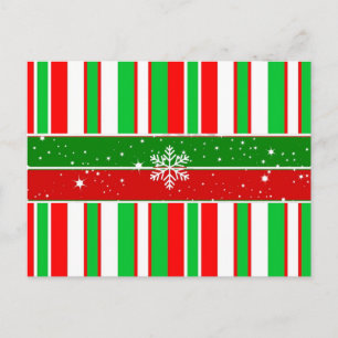 Christmas stripes and sparkles, holiday design postcard