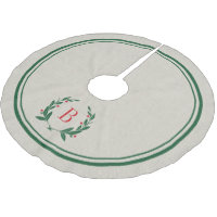 Christmas Stripes and Wreath Monogram Tree Skirt