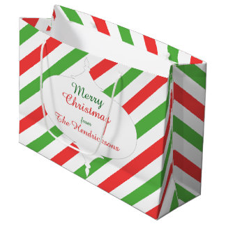 Christmas Stripes d large gift bag red/green/white