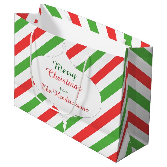 Christmas Stripes d large gift bag red/green/white (Front Angled)