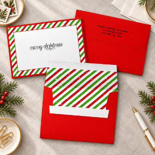 Christmas Stripes Holiday 5x7 Red Envelope