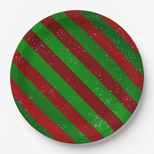 Christmas Stripes Paper Plate