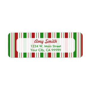 Christmas Stripes Pattern Return Address Labels