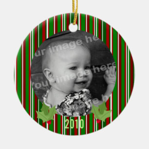 Christmas Stripes Photo Ornament