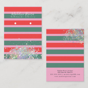 Christmas Stripes Pink Earring Display Card