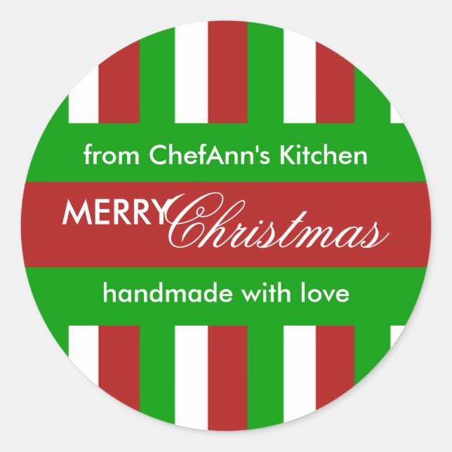 Christmas Stripes red Kitchen Jar Label (Front)