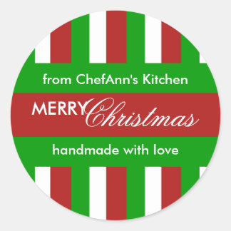 Christmas Stripes red Kitchen Jar Label