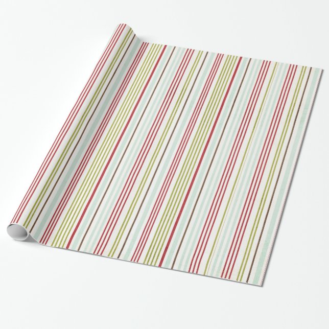 Christmas Stripes Stripe Striped Wrapping Paper (Unrolled)