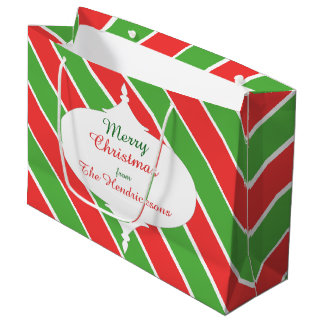 Christmas Stripes wide dia large giftbag red/green Large Gift Bag