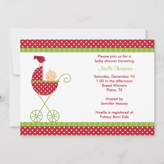 Christmas Stroller Baby Shower Invitations (Front)