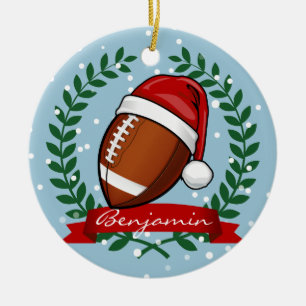 Christmas Style Football Ceramic Ornament