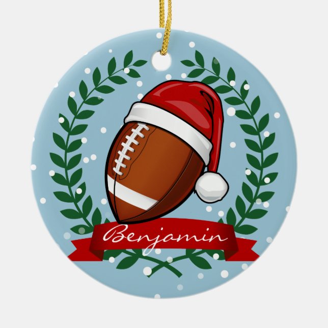 Christmas Style Football Ceramic Ornament (Front)