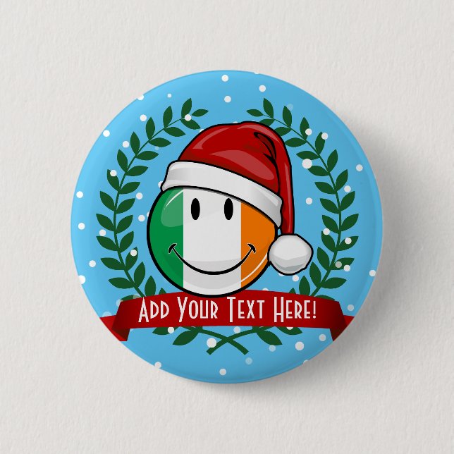 Christmas Style Smiling Irish Flag 2 Inch Round Button (Front)
