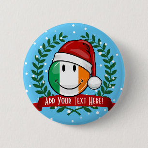 Christmas Style Smiling Irish Flag 2 Inch Round Button