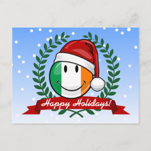 Christmas Style Smiling Irish Flag Holiday Postcard