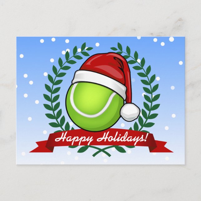 Christmas Style Tennis Ball Holiday Postcard (Front)