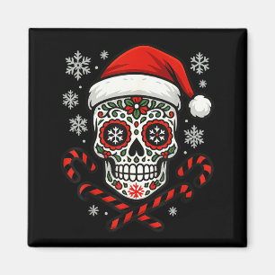 Christmas Sugar Calavera Skull Santa Hat Candy Can Magnet