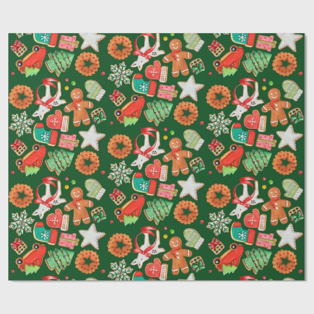 Christmas Sugar Cookie & Gingerbread Wrapping Paper (Flat)