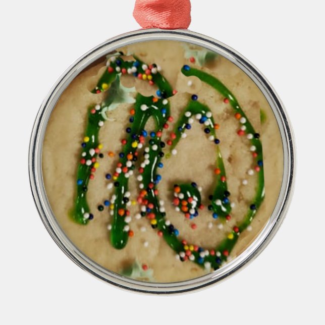 Christmas Sugar Cookie with Candy Sprinkles Metal Ornament (Front)