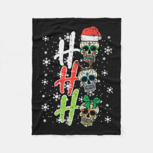 Christmas Sugar Skull Ho Ho Ho Xmas Mexican Men Wo Fleece Blanket