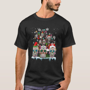 Christmas Sugar Skull On Tree Funny Santa Sugar Sk T-Shirt