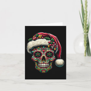 Christmas Sugar Skull Santa Hat Day Of The Dead Xm Card