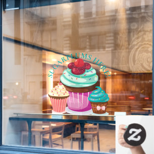 CHRISTMAS Sugarplums Here, Colourful Cupcakes Window Cling