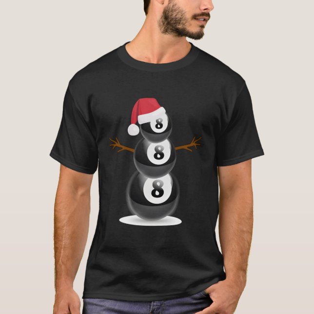 Christmas Summer Billiard Snowman Party Gift T-Shirt (Front)