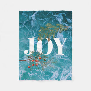 Christmas Summer Ocean Beach Joy  Fleece Blanket