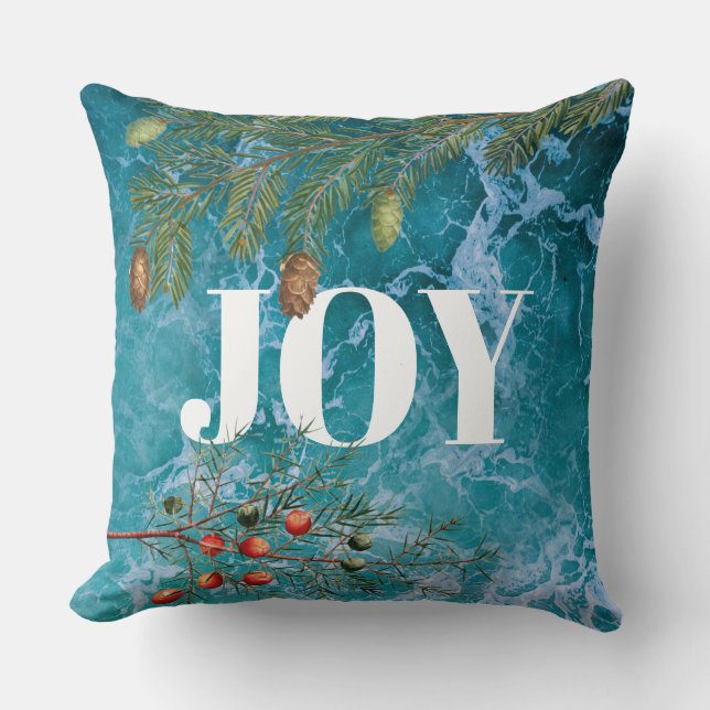 Christmas Summer Ocean Beach Joy  Throw Pillow (Front)