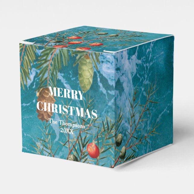 Christmas Summer Ocean Beach Merry Christmas Favor Box (Front Side)