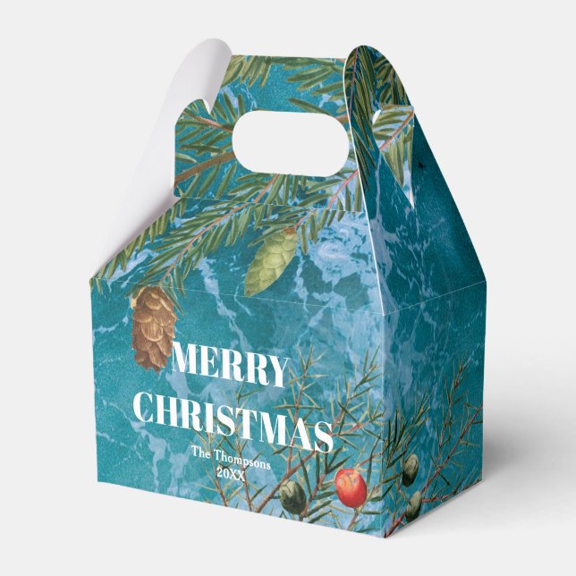 Christmas Summer Ocean Beach Merry Christmas Favor Box (Front Side)