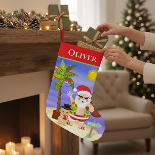 Christmas Summer Santa Beach Holidays Personalized Small Christmas Stocking