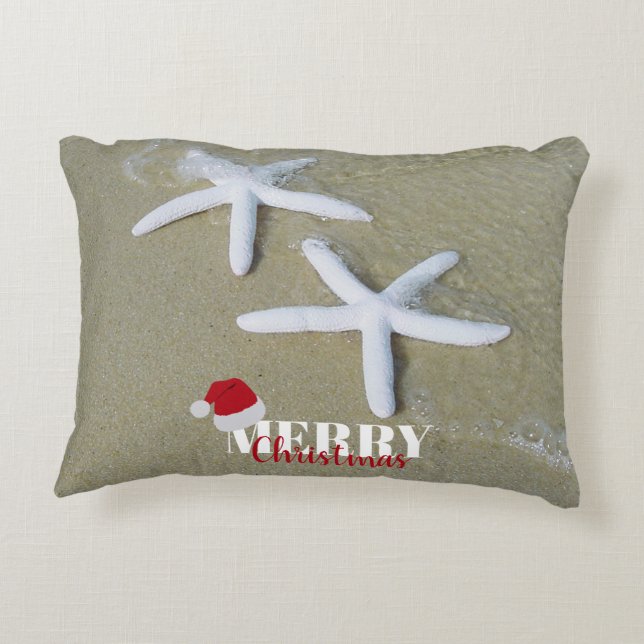 Christmas Summer Starfish Beach Accent Pillow (Back)