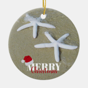 Christmas Summer Starfish Beach Xmas Ceramic Ornament