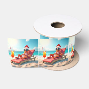 Christmas Sunbathing Starfish With Cocktail Satin Ribbon
