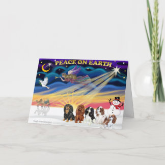 Christmas Sunrise - Cavalier Kings Charles (five) Holiday Card