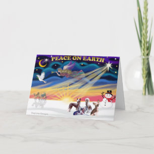 Christmas Sunrise - Chinese Cresteds (four) Holiday Card