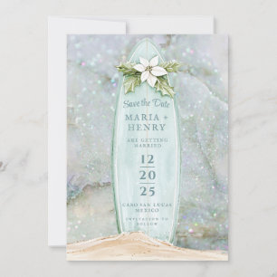 Christmas Surfboard Winter Beach Save the Date