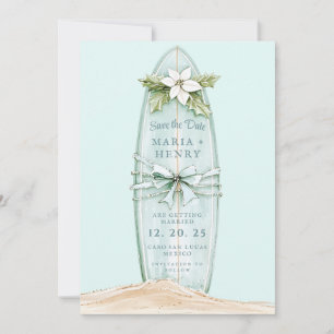 Christmas Surfboard Winter Beach Save the Date