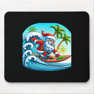 Christmas Surfing Santa Beach Surfboard Palms For  Mouse Pad